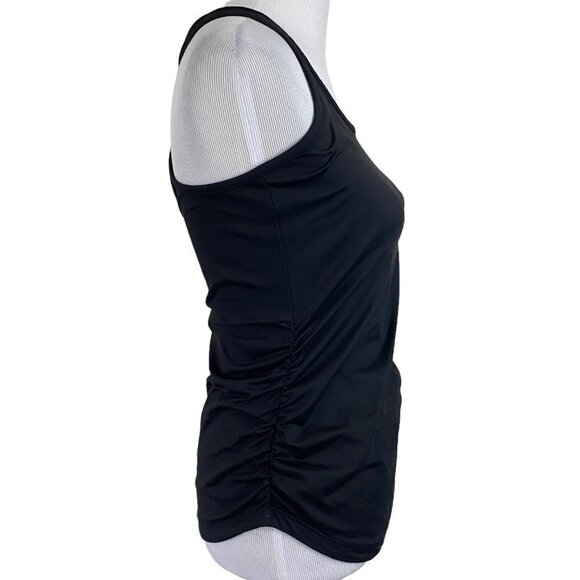 CALIA by Carrie Underwood Black Strappy Keyhole Back Ruched Tank Top Women's XS - Picture 3 of 7